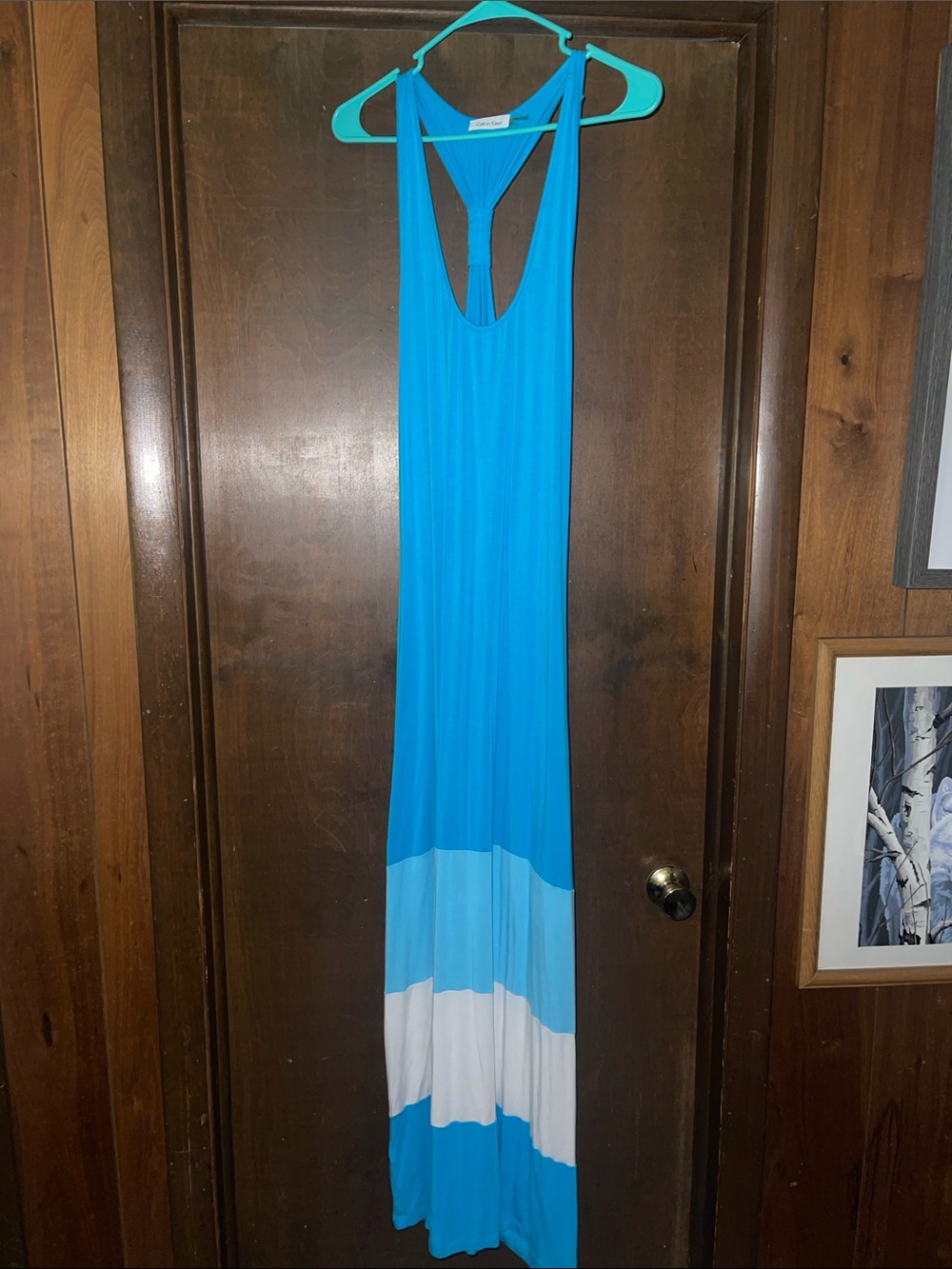 Calvin Klein Teal Pleated Tank Dress